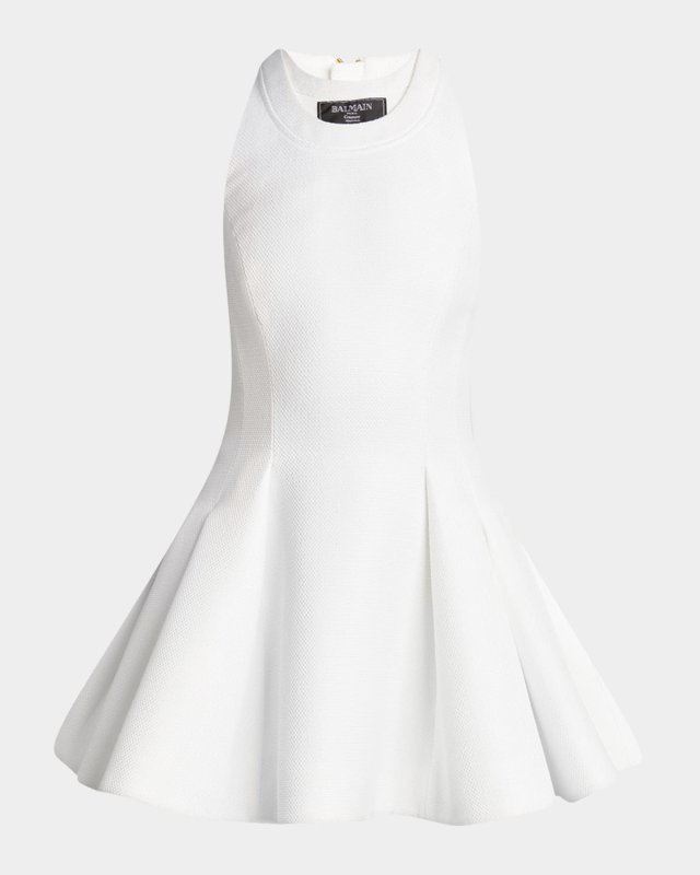 Halter Double-Collar Sleeveless Mini Flare Dress